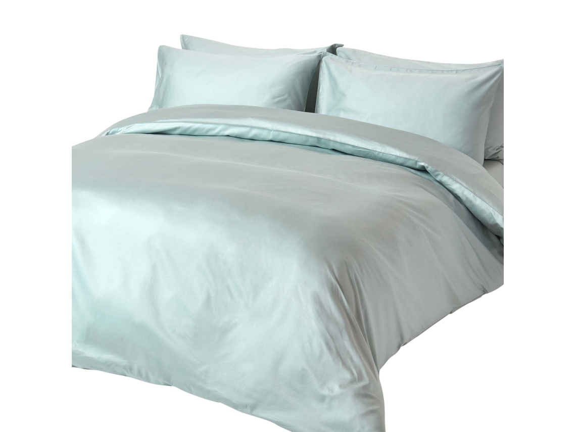 Homescapes Duck Egg Blue Organic Cotton Duvet Cover Set 400 Thread Count, Double