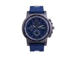 Reloj Casual Para Hombres Con Dial Redondo Tres Ojos Correa De Silicona Royal Blue