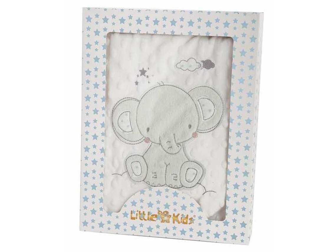 Manta para Bebé Elefante Verde Dupla face Bordado (100 x 75 cm)