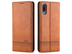 Capa De Couro Azns Com Textura De Bezerro E Fecho Dobrável Horizontal, Com Compartimentos Para Cartões, Suporte E Carteira, Para Samsung Galaxy M02 (v