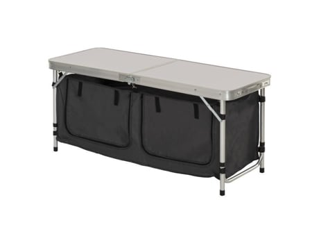 Mesa De Camping Five Dobrável Preto Armazenamento Integrado Alumínio Jja