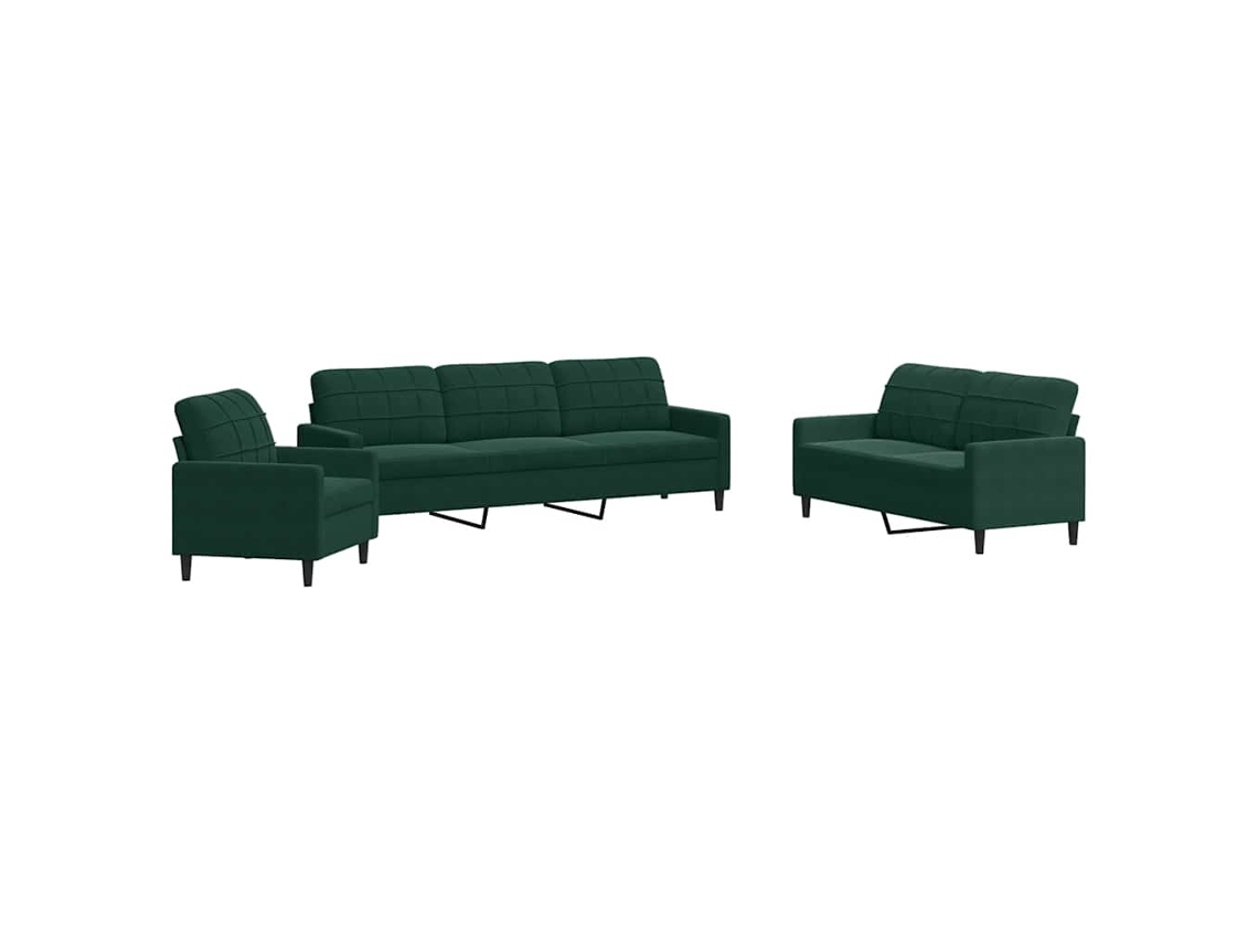 Sofa Set, Sofa Sets Vidaxl Verde Veludo (n/a)