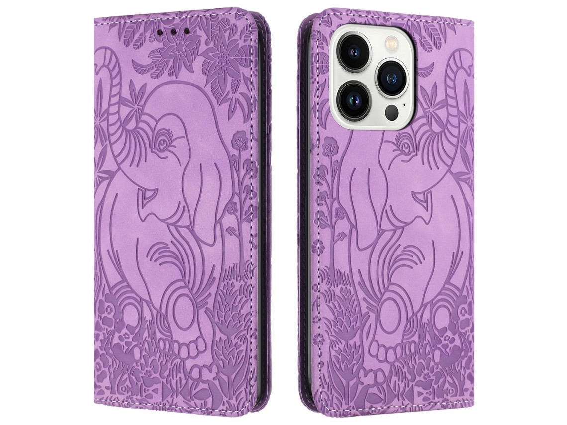 Capa Em Couro Pu, Para Iphone 16 Pro - Cor Roxo