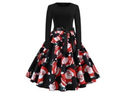 Vestido Vintage De Natal Com Gato E Floco De Neve Da Laxiscreed, Manga Longa, Ideal Para Festas De Natal