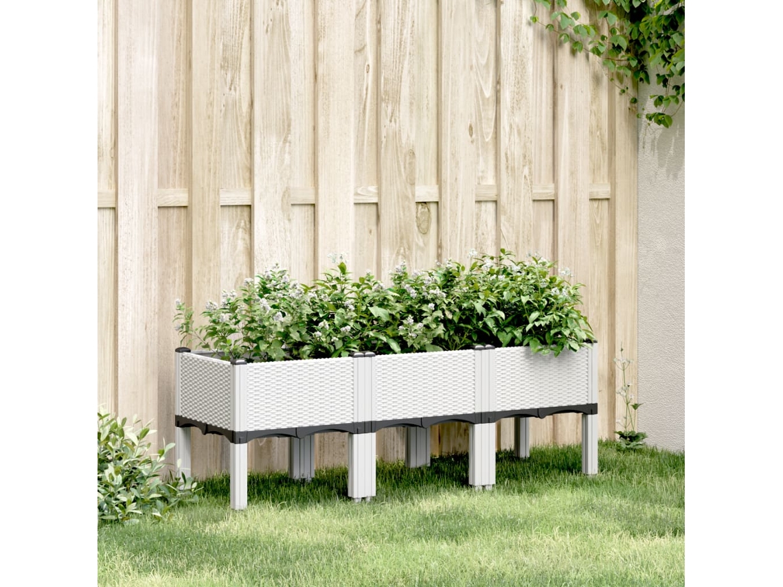 Vidaxl Vaso/floreira De Jardim C/ Pernas 120x40x42 Cm Pp Branco