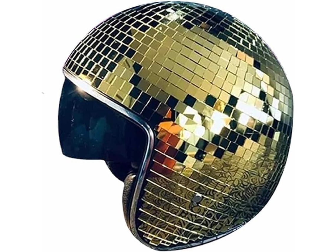 Capacete Espelhado Prateado Em Forma De Disco Para Festas E Eventos