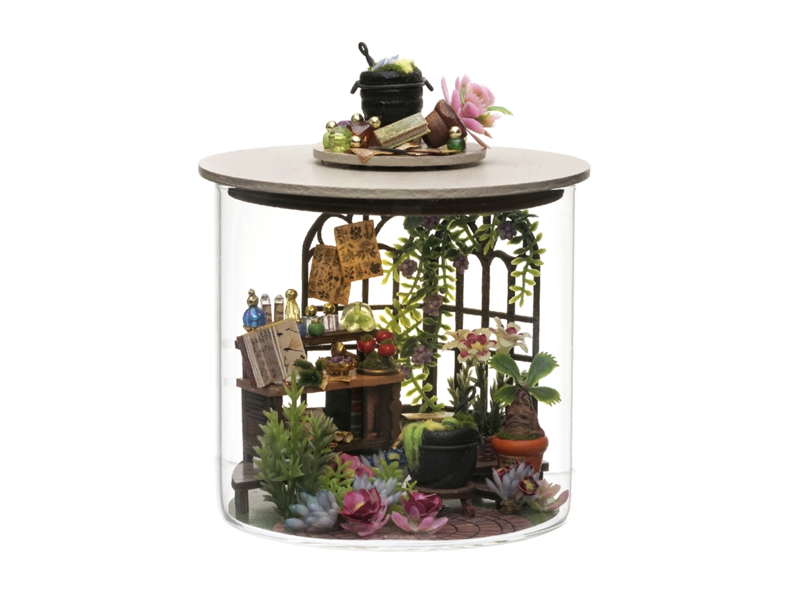 Série Garrafa Dos Sonhos, Modelo 3d Jardim Mágico, Com Luzes Led, Dimensões: 9x9x12 Cm