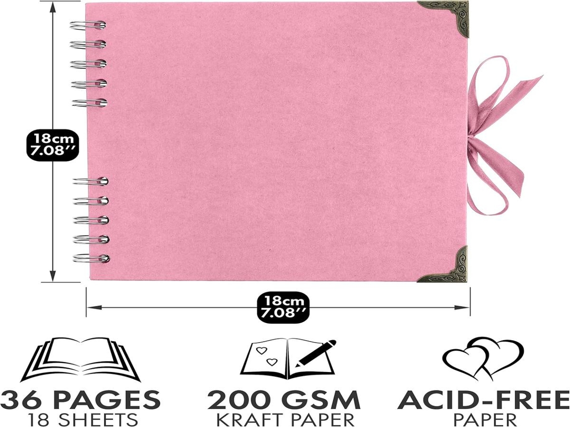 Lurelia Álbum De Fotos Scrapbook, 36 Páginas, Fecho Com Fita, Scrapbook
