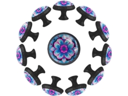 Puxadores E Maçanetas Redondas Para Armários De Cozinha, Conjunto De 12 Peças, Estampa De Mandala Paisley Com Ondas E