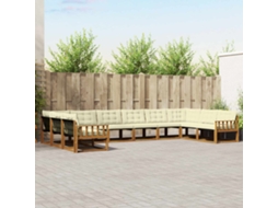 Vidaxl Conjunto De Sofás Para Exterior 10 Pcs Natural E Creme