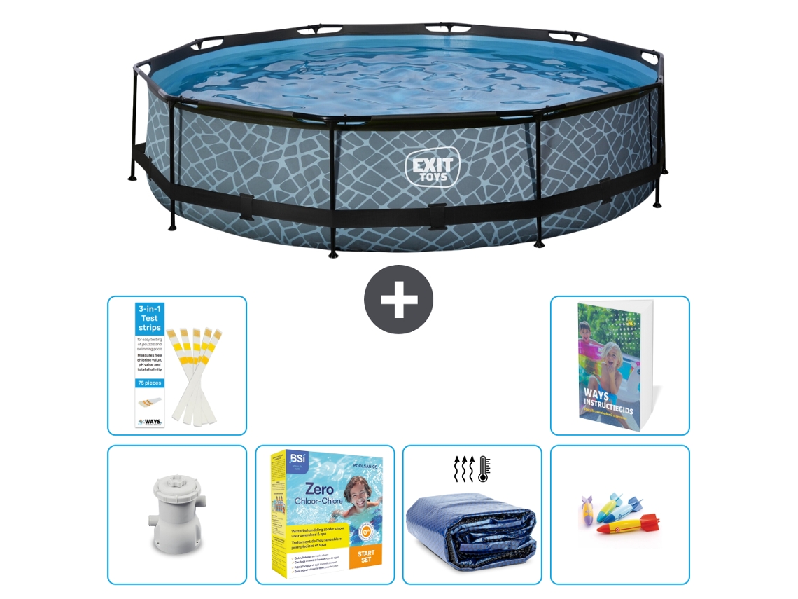Exit-toys Piscina Exit Redonda - Efeito Pedra - 360x76 Cm - 7-peças S181
