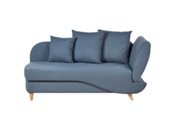 Chaise Longue À Direita BELIANI Meri de Linho Sintético Azul Escuro 155x69x76