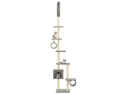 Vidaxl Árvore P/ Gatos C/ Postes Arranhadores Sisal 260 Cm Cinzento