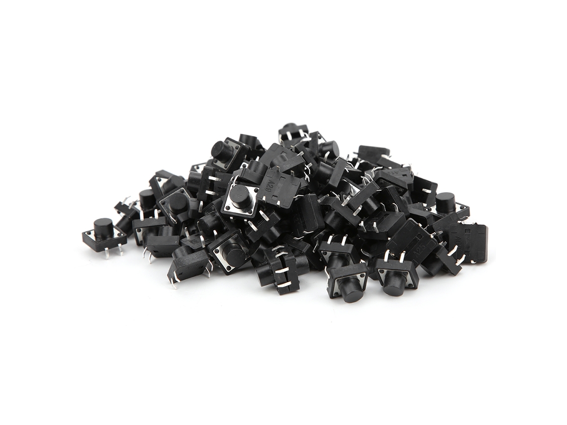 Interruptor De Botão Táctil Momentâneo Dip 12x12x8mm Plástico Industrial 100un