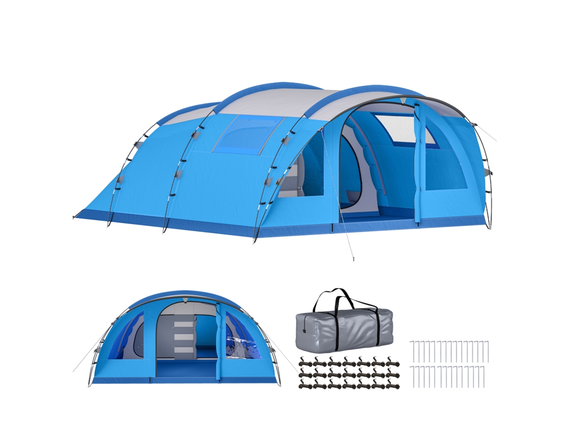 Tenda Túnel 5 Pessoas Com 3 Quartos E 4 Janelas, Impermeável