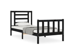 Bed Frame, Bed Frames Vidaxl Preto Madeira De Pinho (75 X 190 Cm)