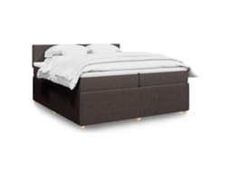 Vidaxl Cama Com Molas/colchão 200x200 Cm Tecido Castanho-escuro