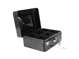VYLARA Mini cofre portátil para dinheiro e moedas com trava (pacote com 1, preto)