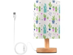 Abajur De Cabeceira Em Formato Cacto Desenho Animado Com Porta Usb, Sem Necessidade De Lâmpada, Luz Led Quente Para