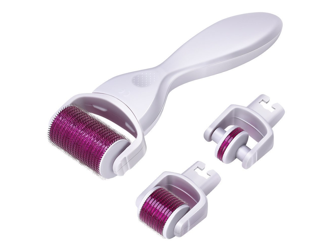 Kit Derma Roller 3 em 1,180/600/1200 Agulhas3 Cabeçasadequado para Rosto, Barba e Cabelo. Prata Prata HEXINYIGJLY