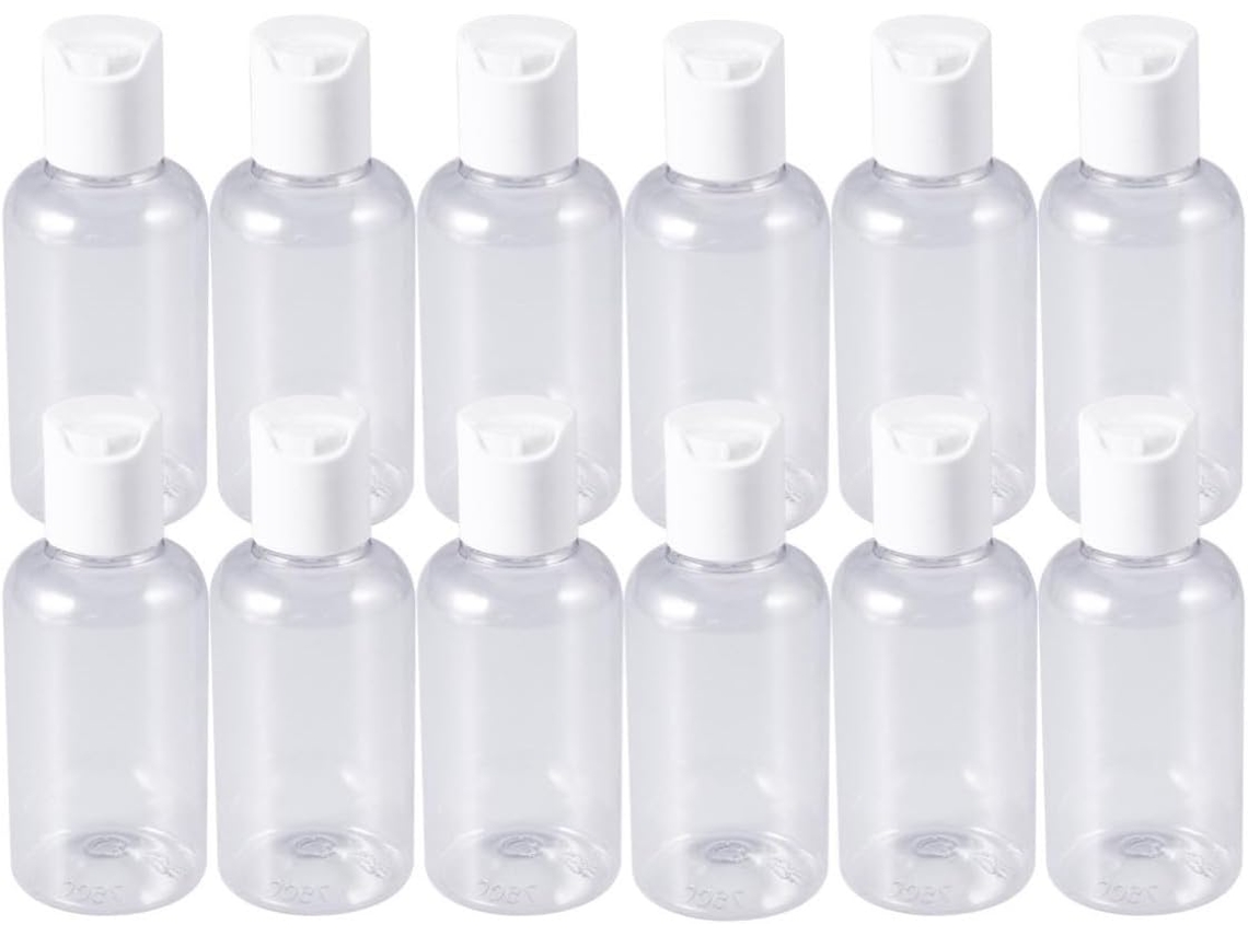 Garrafas plásticas reutilizadas de 75 ml, cor aleatória, pacote com 24 unidades.