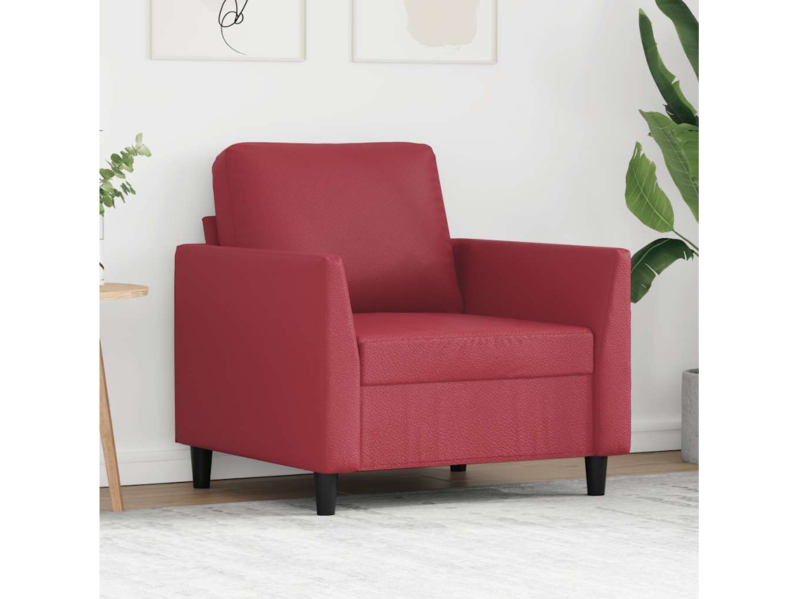 Vidaxl Poltrona 60 Cm Couro Artificial Vermelho Tinto