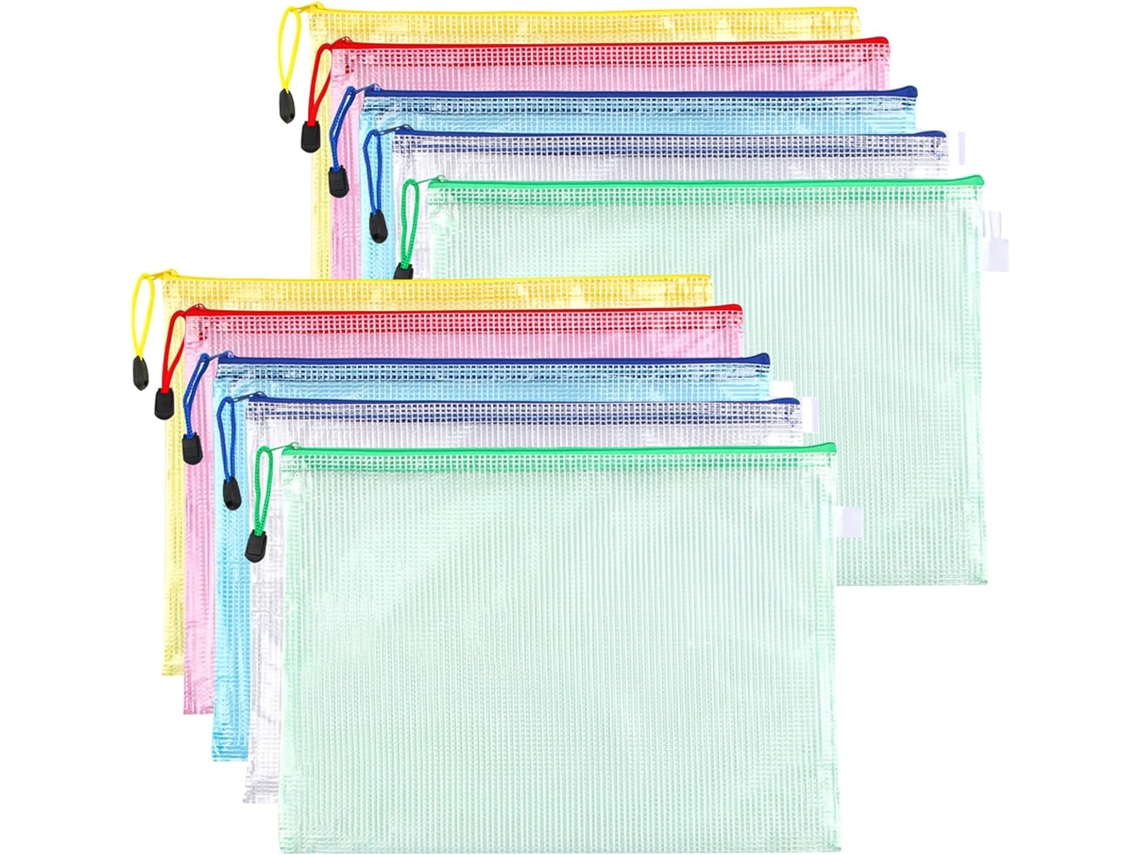 Conjunto De 10 Unidades De Pastas Para Documentos A4 Em 5 Cores. Ideal Para Documentos, Recibos, Material Escolar E Acessórios De Viagem, Fq