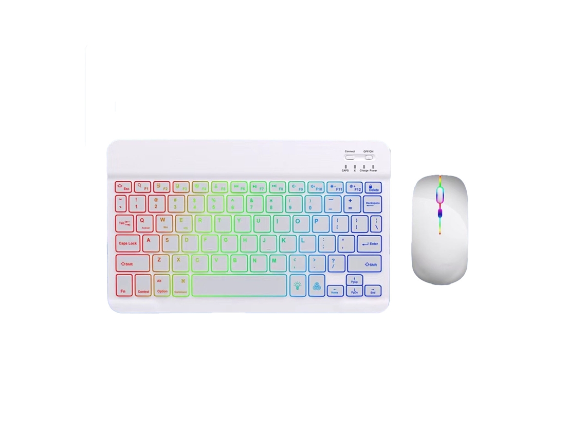 Teclado 10 Bluetooth Retroiluminado Rgb Compatível Com Tablets, Celulares, Compacto