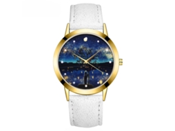 Reloj De Pulsera De Aleación Con Esfera Redonda Y Correa De Pu Para Mujer (blanco)