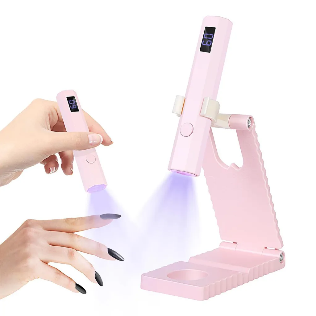 Mini Lâmpada Uv Recarregável Com Suporte, Adequada Para Nail Art Em Gel, Seca Esmalte Em Gel, Ideal Para Uso Doméstico, Rosa
