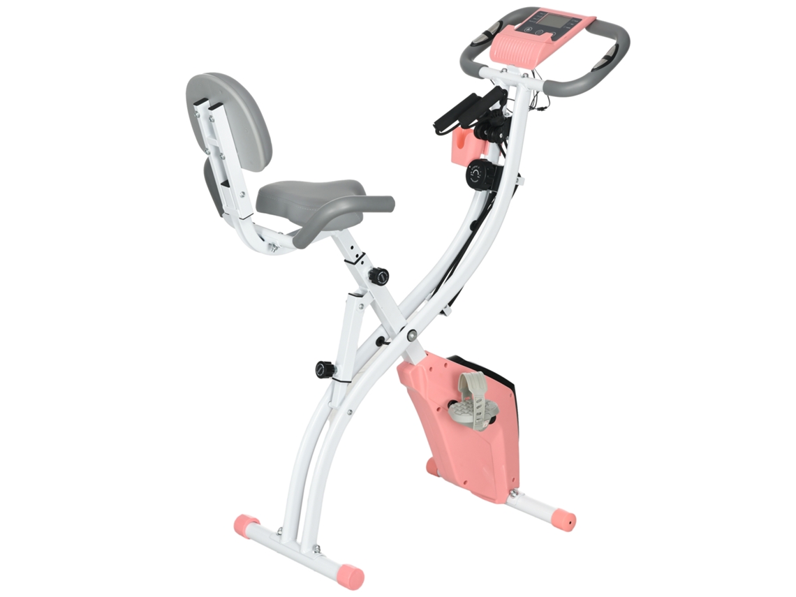 Bicicleta Estática Aço, Abs E Pvc Cor Rosa E Branco 51x97x115cm Homcom