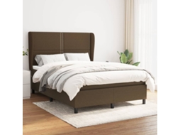 Vidaxl Cama Com Molas/colchão 140x200 Cm Tecido Castanho-escuro