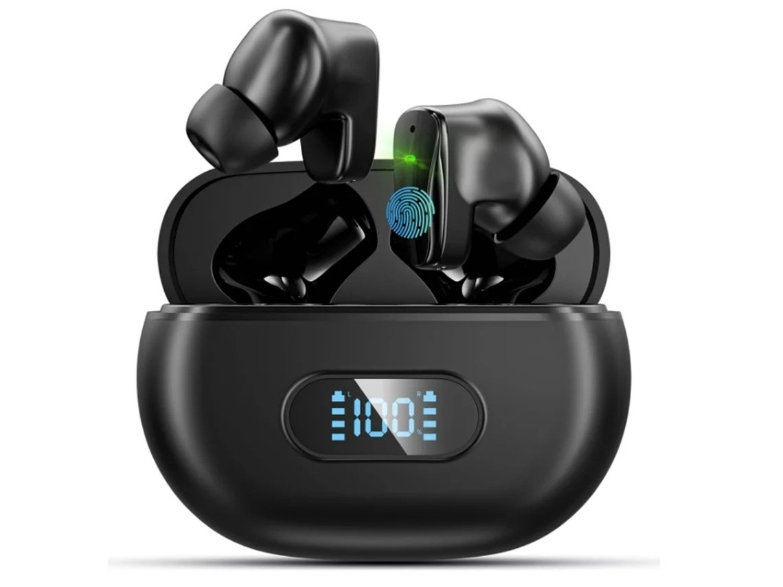 Fone De Ouvido Bluetooth Bestvite Ct05 Bluetooth 5.3 Com Caixa De Carregamento Display Digital Com Controle De Toque E Microfone Embutido Preto