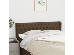 Vidaxl Cabeceira De Cama C/ Abas Tecido 163x16x78/88cm Castanho-escuro