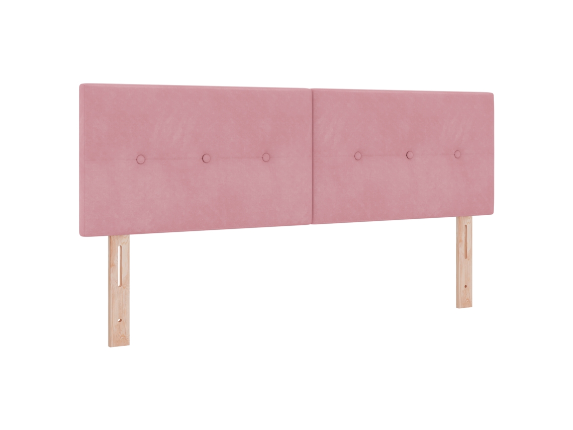 Conjunto 1 Cabeceira Estofada Vidaxl Rosa Veludo (144 Cm)