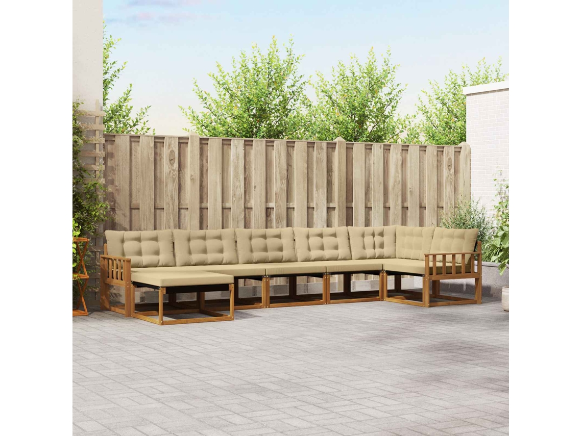 Vidaxl Conjunto De Sofás Para Exterior 7 Unid. Natural E Bege