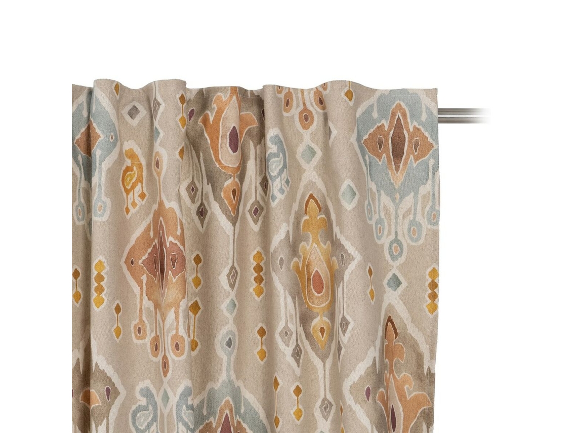 Cortina Bege Estampado 140 X 270 Cm