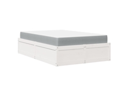 Cama com Colchão em Madeira de Pinho Maciça Branco MAISON EXCLUSIVE (140x190 cm)