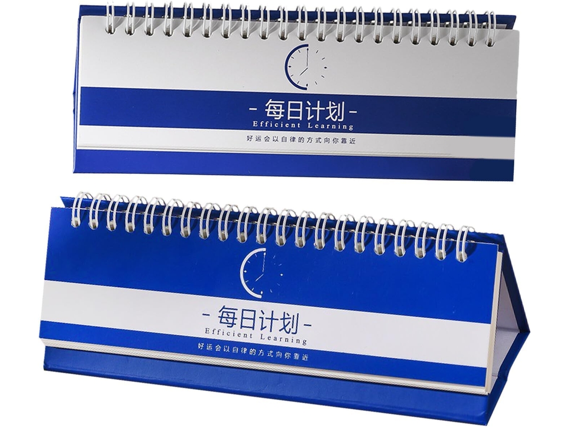 Conjunto De 2 Cadernos Planejadores Diários Com Páginas Dobráveis, Formato Retangular, Cores Azul E Branca, Caderno Gokoco