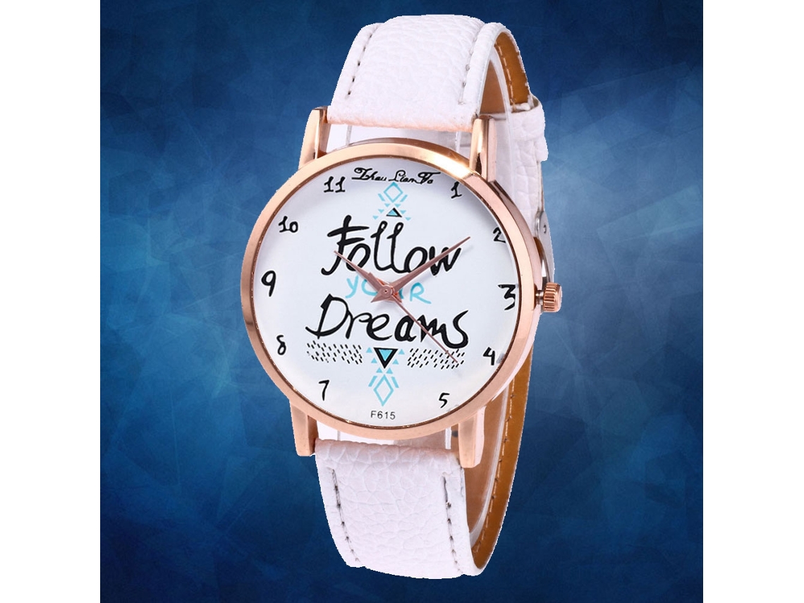 Relógio de pulso analógico de quartzo Zhoulianfa Simple Classic em couro PU (branco)