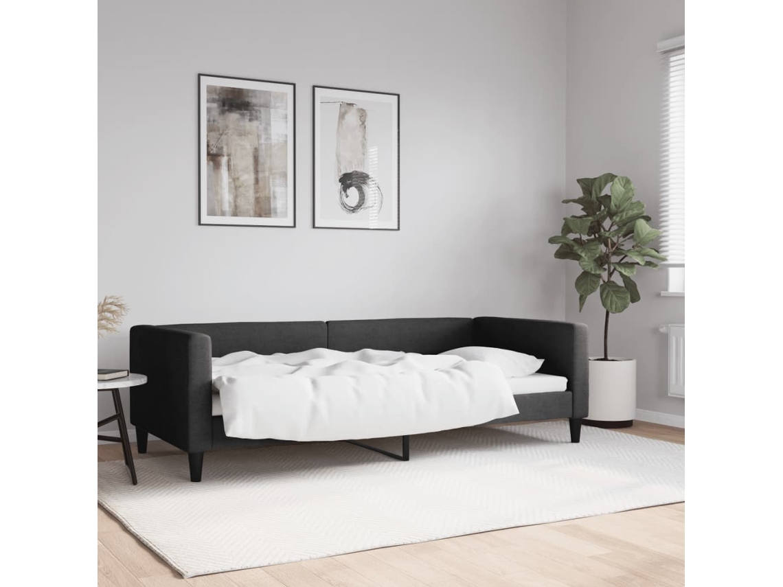 Cama De Solteiro | Camas Para Quarto | Sofá-cama 90x200 Cm Tecido Preto
