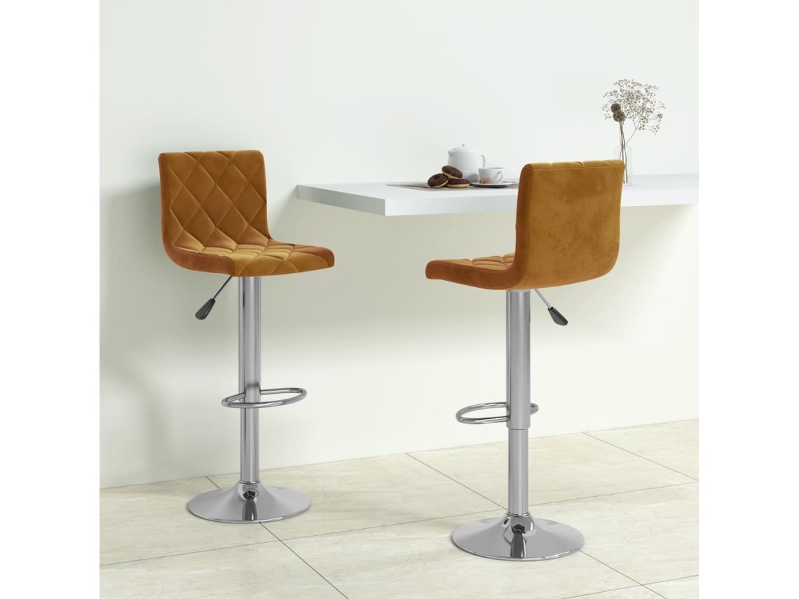 Vidaxl Bancos De Bar 2 Pcs Veludo Castanho