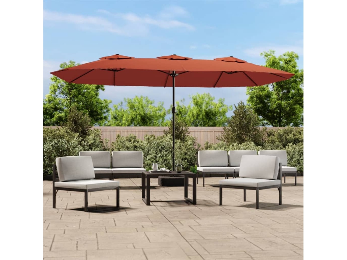 Guarda Sol De Jardim C/ Cabeã§a Dupla/led 449x245 Cm Terracotta Dkd Home Decor