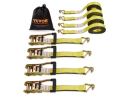 VEVOR Pacote com 4 Tiras de Amarração com Catraca 10.000 Libras 2Inch X 27' Gancho Duplo J para Serviço Pesado