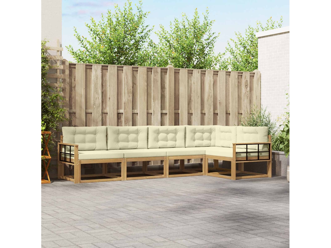 Vidaxl Conjunto De Sofás Para Exterior 4 Unid. Branco E Creme