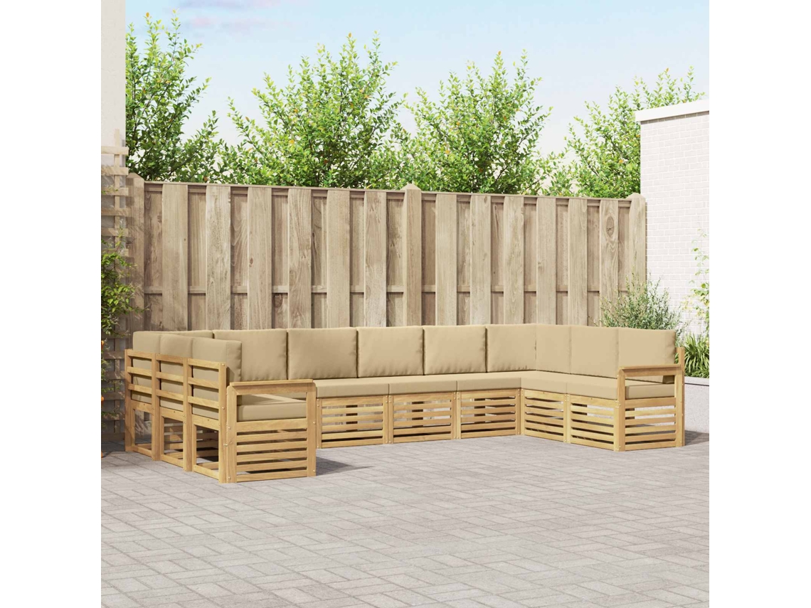 Vidaxl Conjunto De Sofás Para Exterior 7 Pcs Branco E Bege
