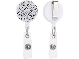 Porta Crachá Retrátil Com Clipe Tipo Jacaré, Chaveiro Identificação, Porta Crachá Com Estampa De Bolinhas Pretas E