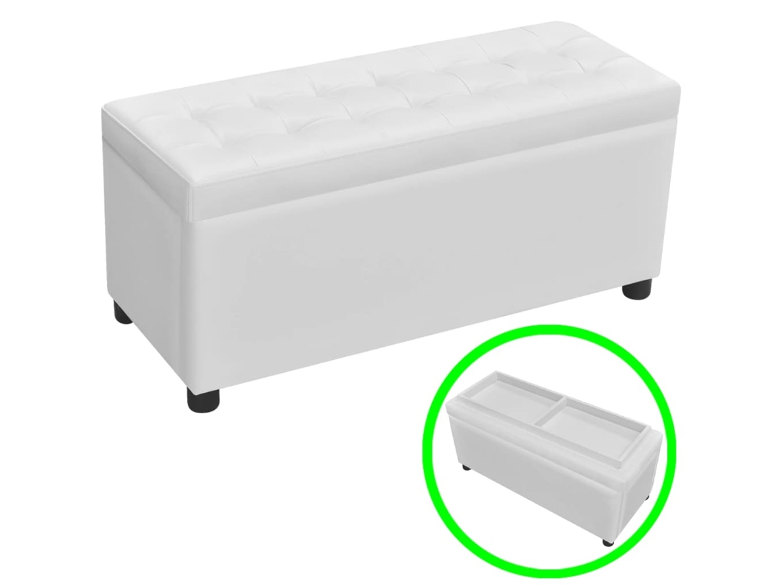 Storage Ottoman, Storage Ottomans Vidaxl Branco Couro Artificial (n/a)