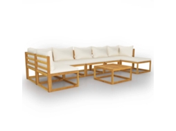Maison Exclusive - 8 Pcs Conjunto Lounge Jardim C/ Almofadões Acácia Maciça Creme