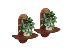 Pack de 2 Estantes de Parede em Madeira para Sala de Estar LAXISCREED